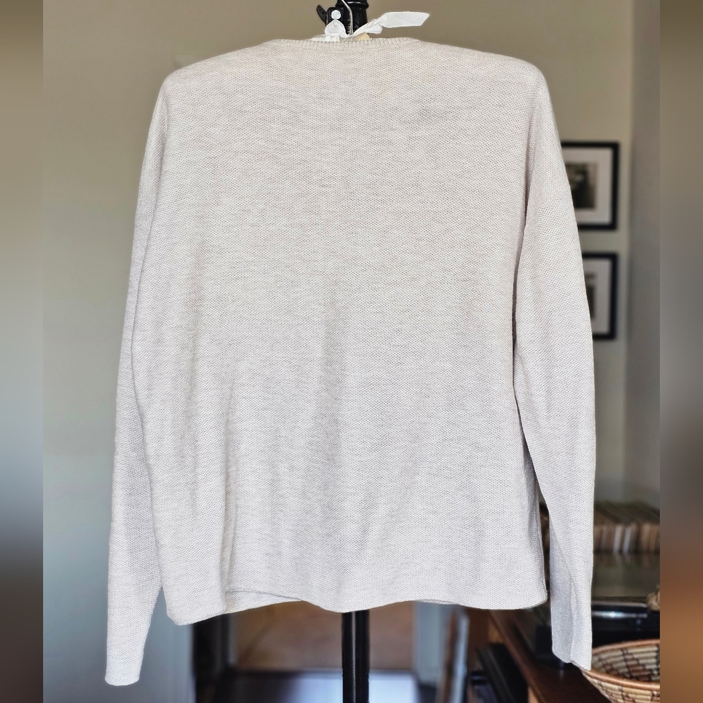 Eileen Fisher Organic Cotton Cream Zip Cardigan - Picture 7 of 9